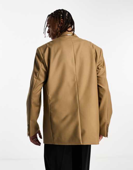 Sixth June oversized belted suit jacket in brown, 2 of 5