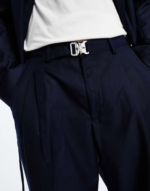Sixth June oversized belted suit pants in navy, 3 of 5