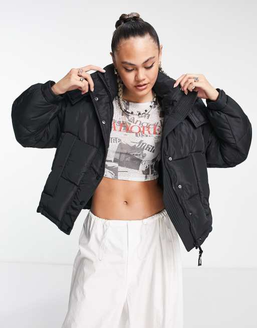 Crop puffer 2024 jacket black