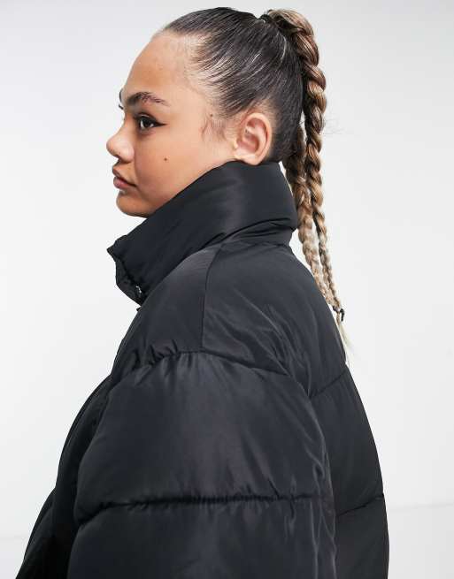 Sixth June oversized cropped hooded puffer jacket in black