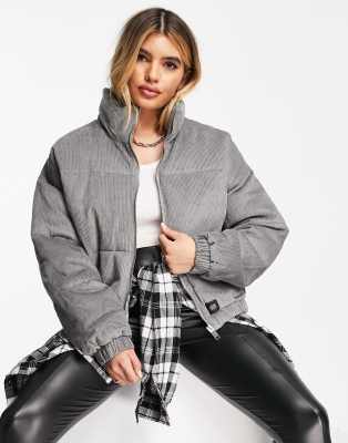 Grey velvet cropped outlet puffer coat