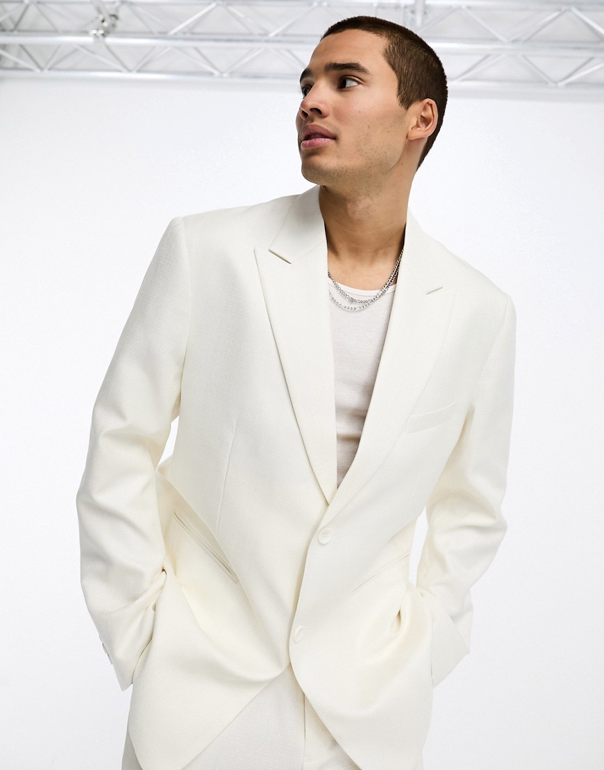 Sixth June Oversized Double Breasted Suit Jacket In White