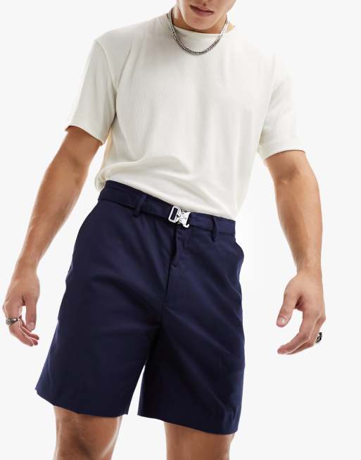Sixth June - Oversized elegante pantalon-short met riem in donkerblauw