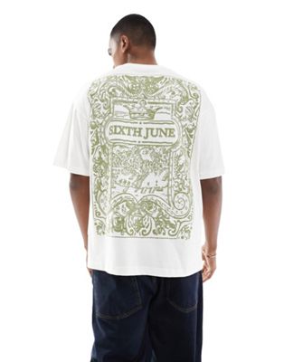 Sixth June oversized graphic back t-shirt in off white