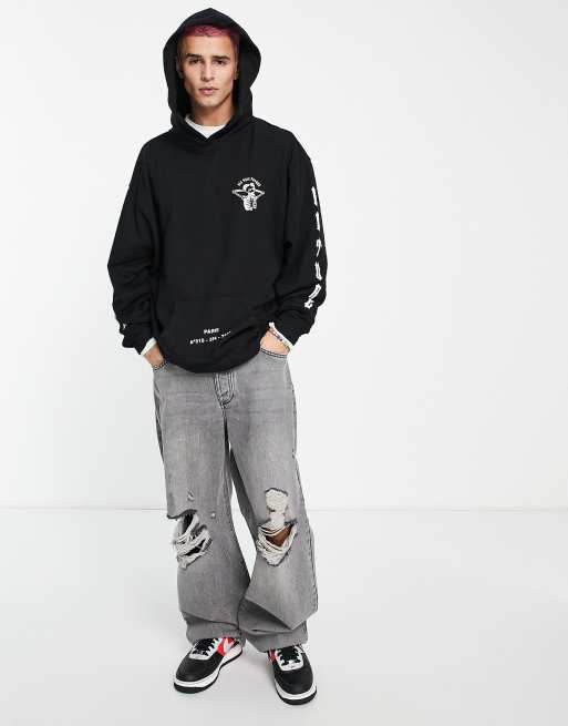Sixth June - Oversized hoodie met print op de rug in zwart, 2 van 4