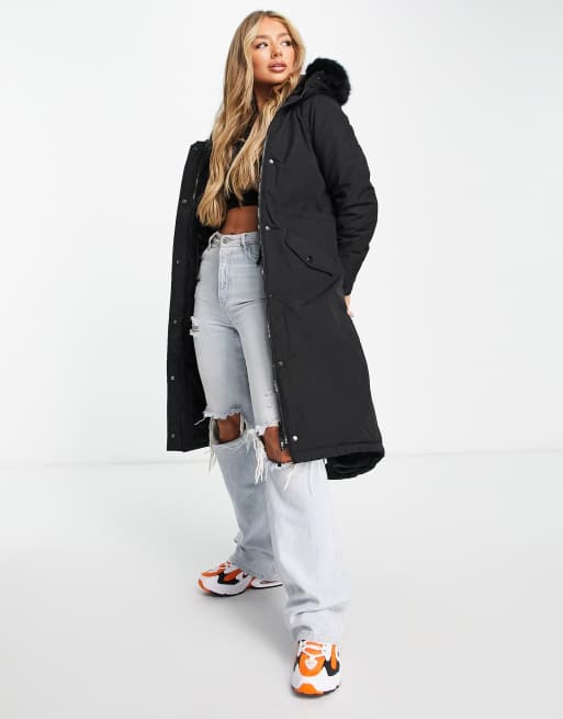 Sixth June - Oversized parka met lange pasvorm en imitatiebont langs capuchon