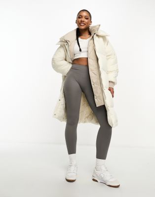 Sixth June Oversized Puffer Jacket In Beige-white