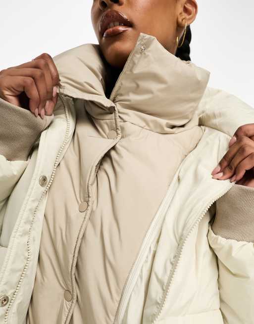 Sixth June oversized puffer jacket in beige