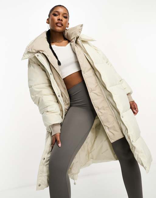 Sixth June cropped puffer jacket with cross body bag in beige