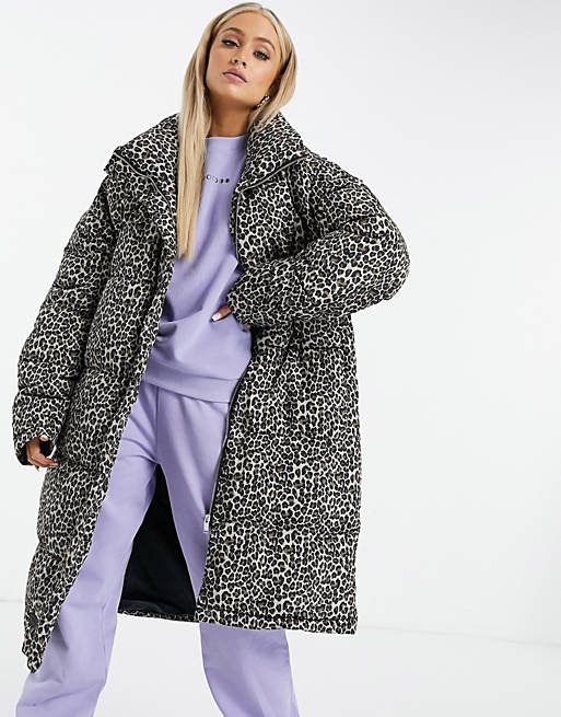 Sixth June oversized puffer jacket in leopard print