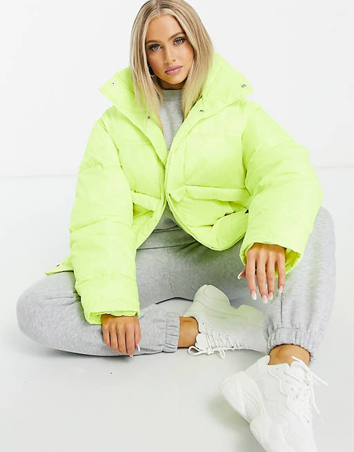  Sixth June oversized puffer jacket in neon 