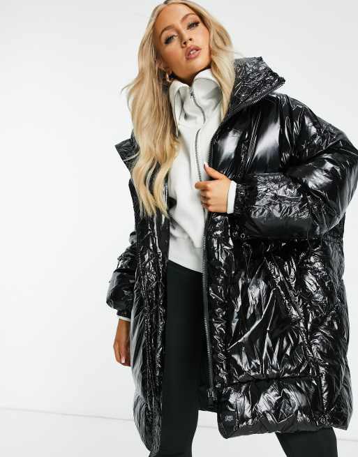 Black puffer best sale jacket vinyl