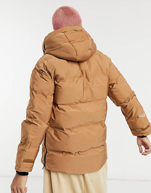 Jackets & Coats Sixth June oversized puffer jacket with pocket detail in camel 