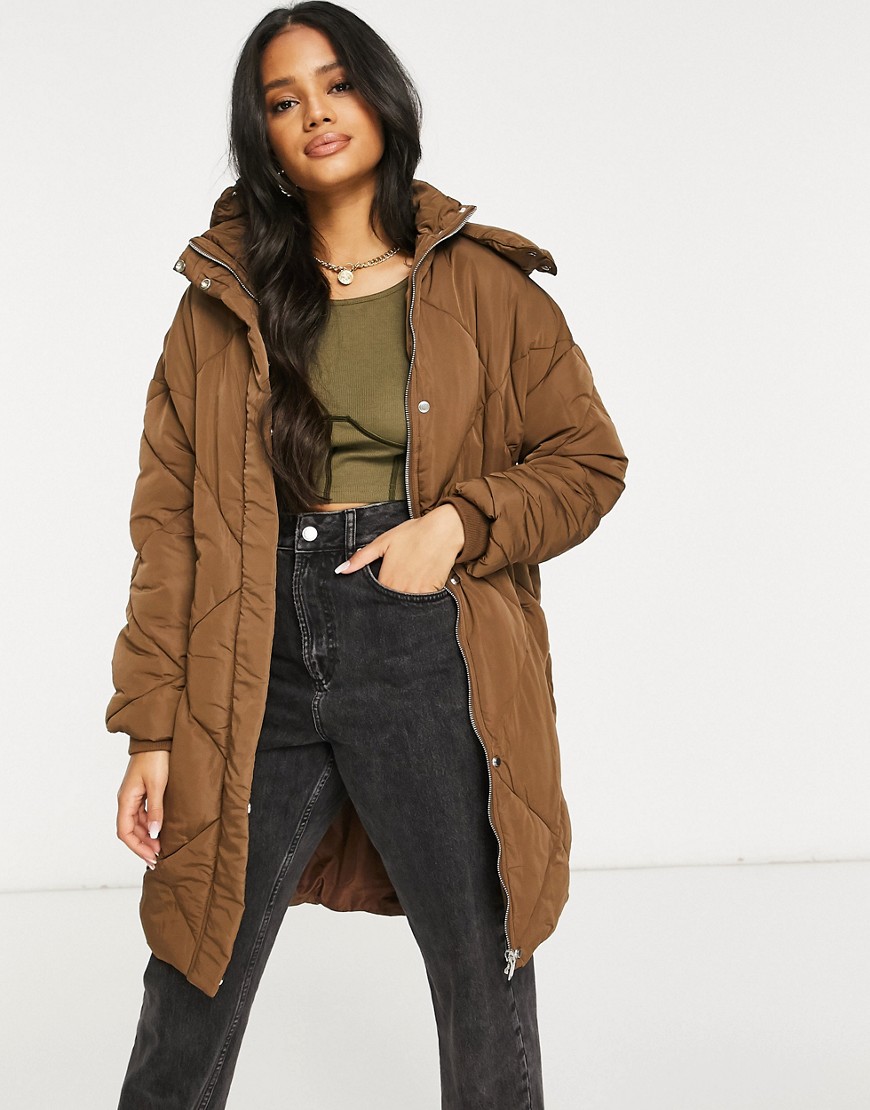 Sixth June oversized quilted puffer jacket-Brown