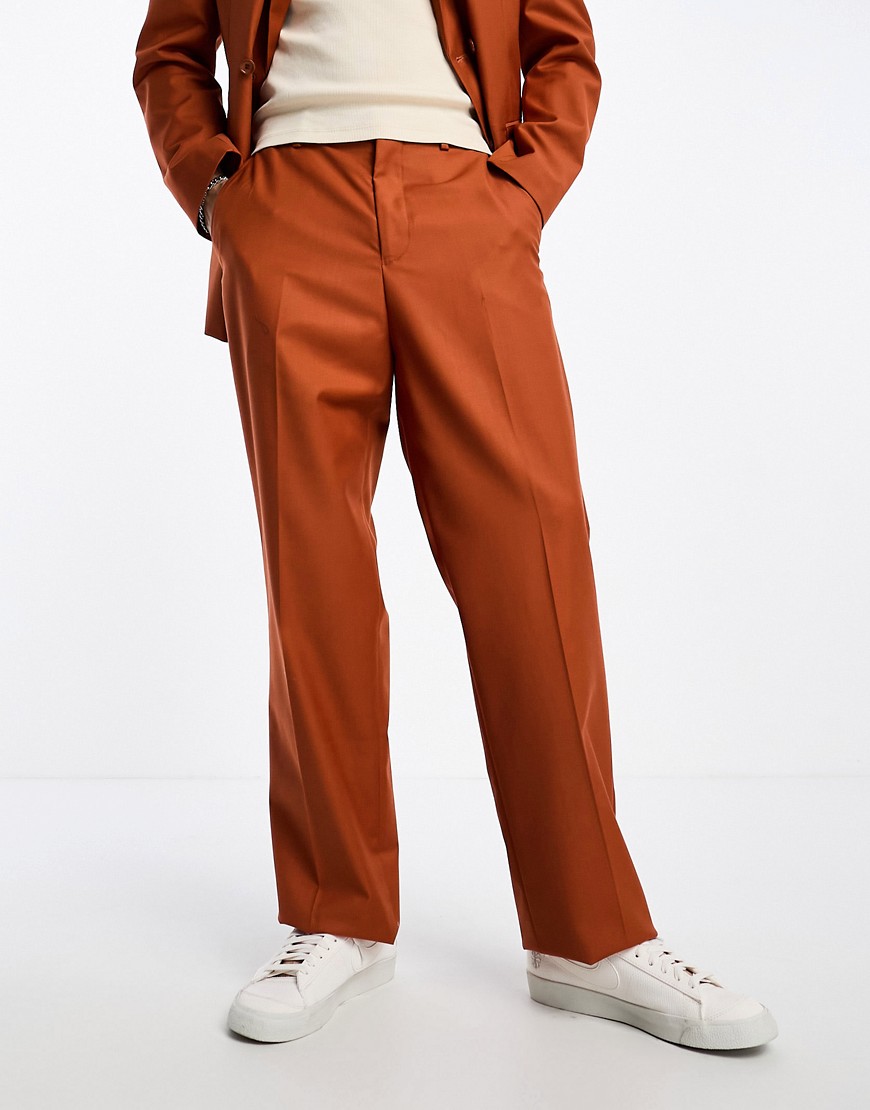 Sixth June oversized suit trousers in burnt orange