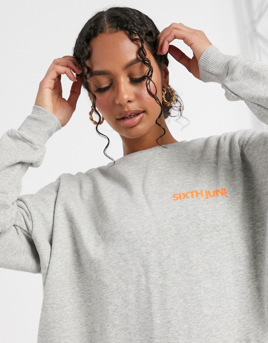 Sixth June Oversized Sweatshirt With Back Logo-grey