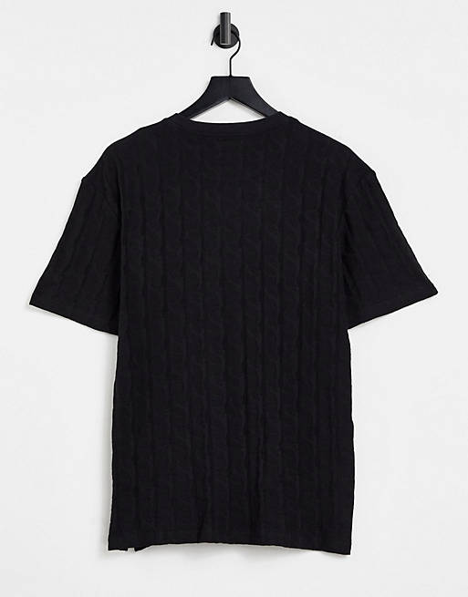 Sixth June oversized t-shirt in black with monogram jacquard design 