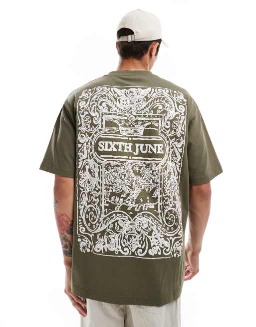 Sixth June - Oversized T-shirt met azulejos-print in gebroken wit