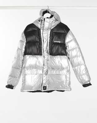 Sixth June Oversized Technical Puffer Jacket In Silver ModeSens
