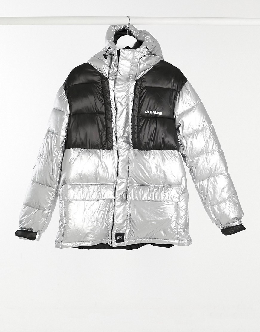 Sixth June Oversized Technical Puffer Jacket In Silver | ModeSens