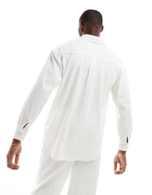 Sixth June Oversized Textured Shirt In White