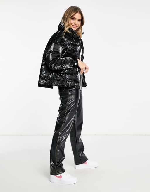 Asos vinyl cheap puffer jacket