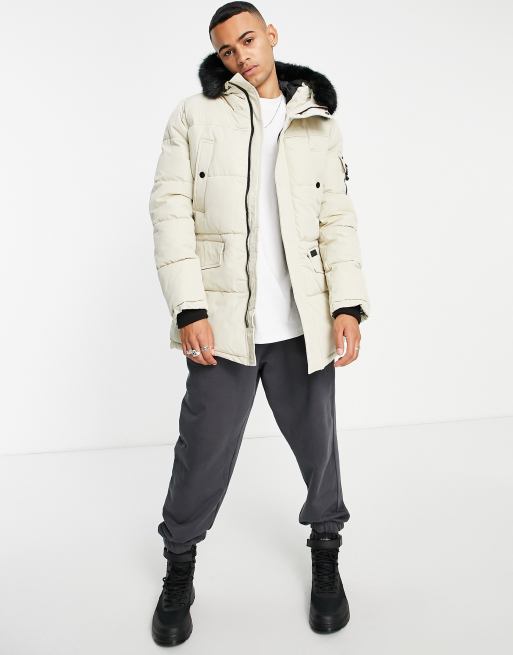 Cream parka jacket sale