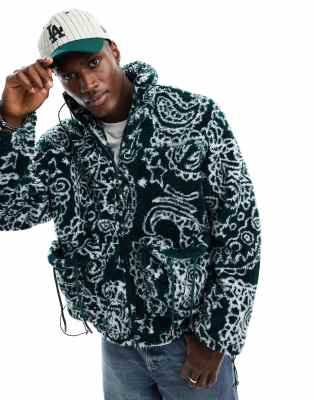 paisley sherpa jacket in green