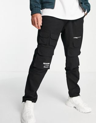 Pantalons cargo Sixth June - Pantalon avec poches multiples - Noir
