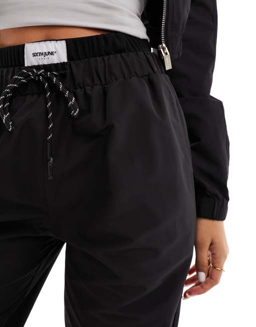 Sixth June Pantalon de jogging d ensemble en nylon Noir
