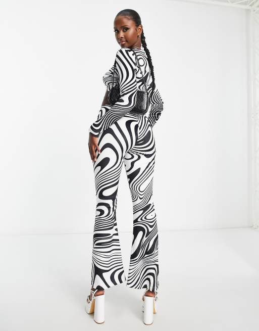 Sixth June - Pantalon d'ensemble à imprimé psychédélique - Noir et blanc, 4 de 4