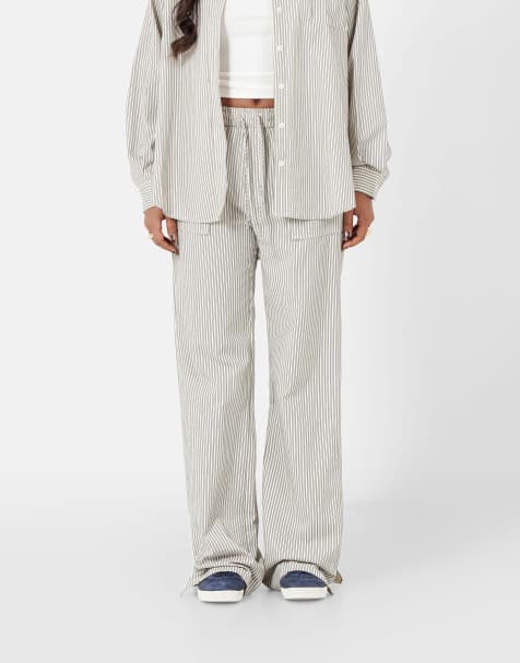 Sixth June - Pantalon fendu à rayures - Beige - view 1