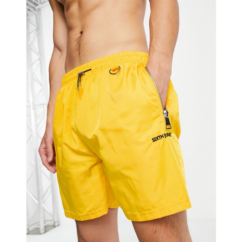 ebCYq Uomo Sixth June - Pantaloncini da bagno gialli con coulisse e tasche con zip