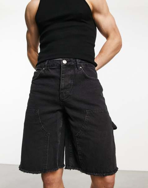 Jeans corti hot sale neri uomo