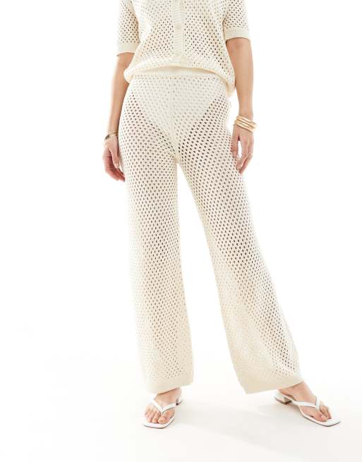 Sixth June - Pantaloni all'uncinetto beige in coordinato, 5 di 5