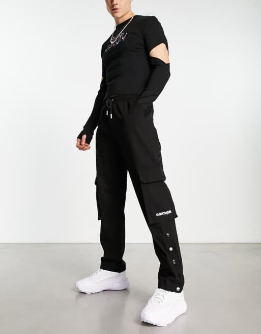Sixth June - Pantaloni cargo neri con bottoni a pressione