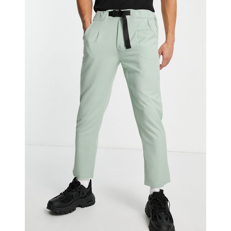 Pantaloni e chino Pantaloni skinny Sixth June - Pantaloni verde polvere con cintura