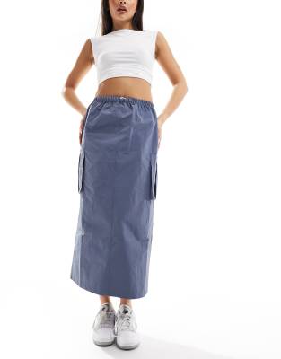 Sixth June Cargo Maxi Skirt In Navy-gray In Blue