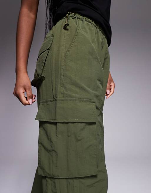 Sixth June parachute pants with tonal embroidery in khaki | ASOS Sixth June parachute pants with tonal embroidery in khaki | ASOS