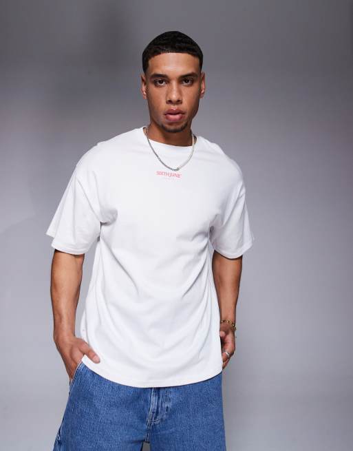 Sixth June paradisio motif back print t-shirt in white, 2 of 4