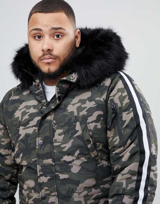 Camo bomber jacket outlet with fur hood