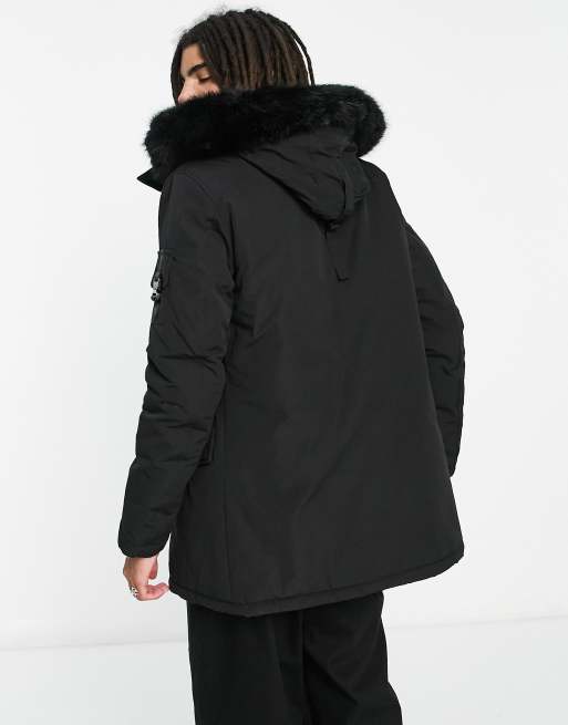 Sixth june lining hot sale fur parka black beige