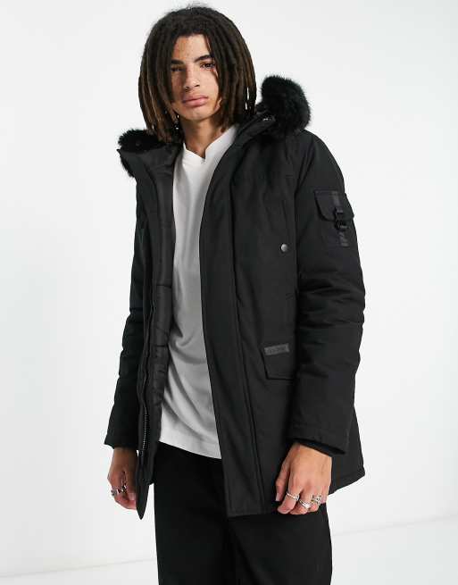 Sixth june lining shop fur parka black beige