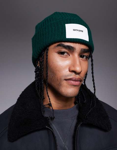 Sixth June patch beanie in forest green - view 1