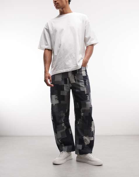 Sixth June patchwork denim trousers in blue
