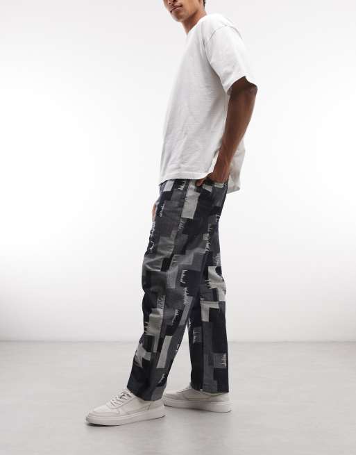 Sixth June patchwork denim trousers in blue, 3 of 5
