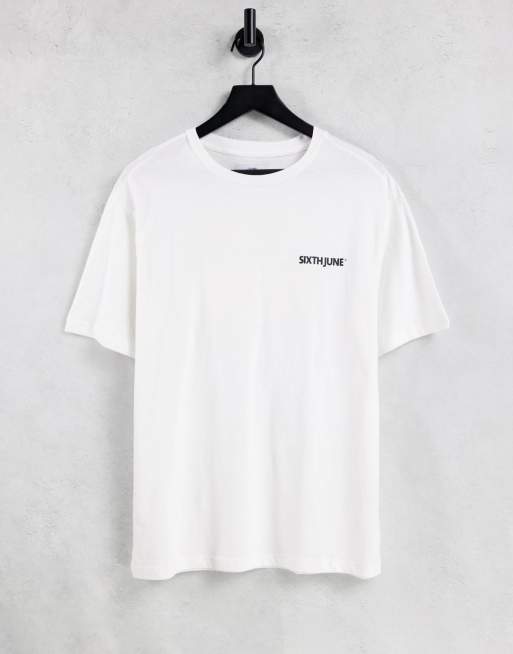 Sixth June photo call back print oversize t shirt in white