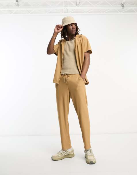 Sixth June plisse pants in brown - view 1