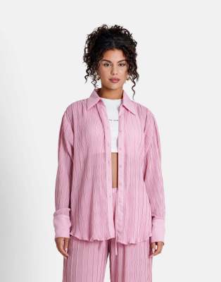 Sixth June - Plissiertes, langärmliges Hemd in Rosa