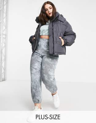 Sixth June Plus cropped oversized puffer jacket-Grey